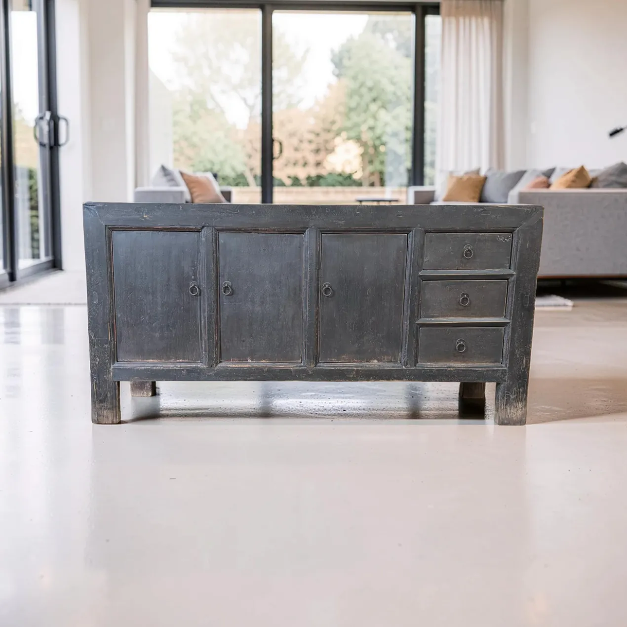 Dressoir 3deur 3la zwart/finish uniek