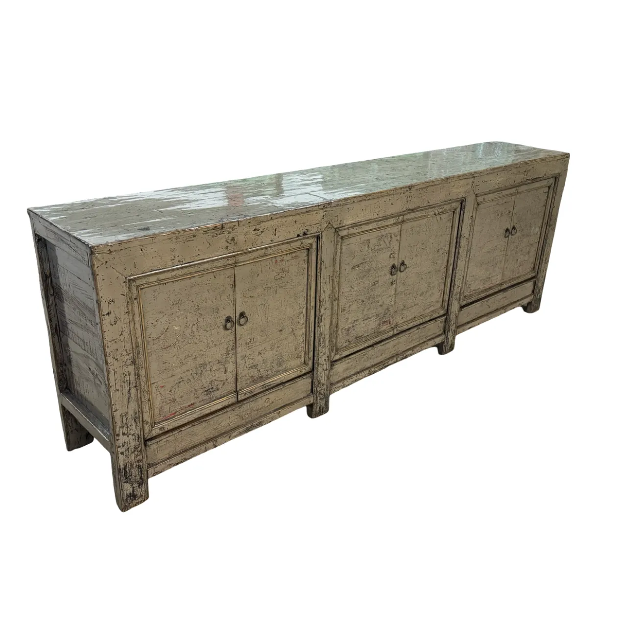Dressoir 6 deur olijf/groen lak uniek