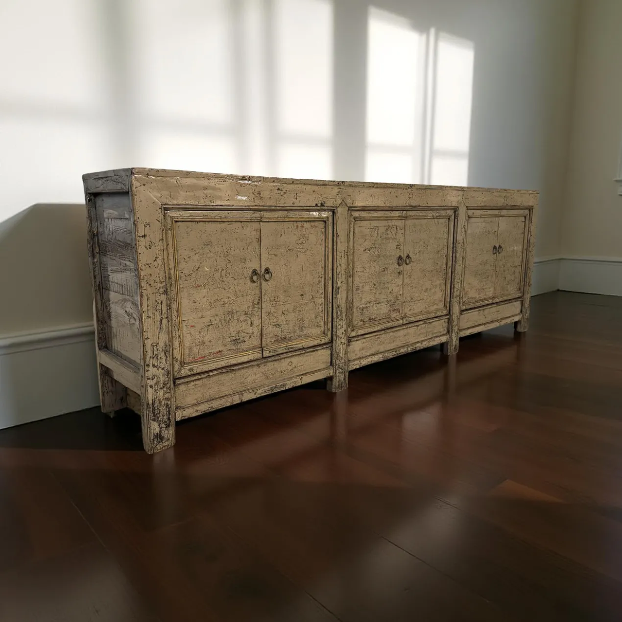 Dressoir 6 deur olijf/groen lak uniek