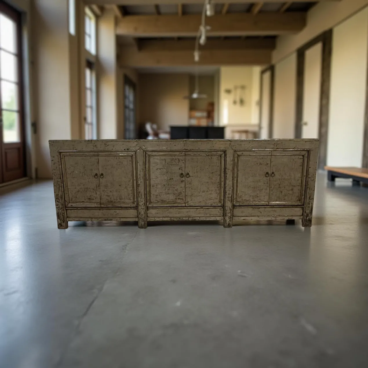 Dressoir 6 deur olijf/groen lak uniek
