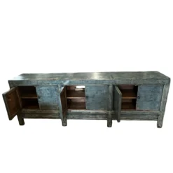 Dressoir 6 deurs blauw glans uniek lak