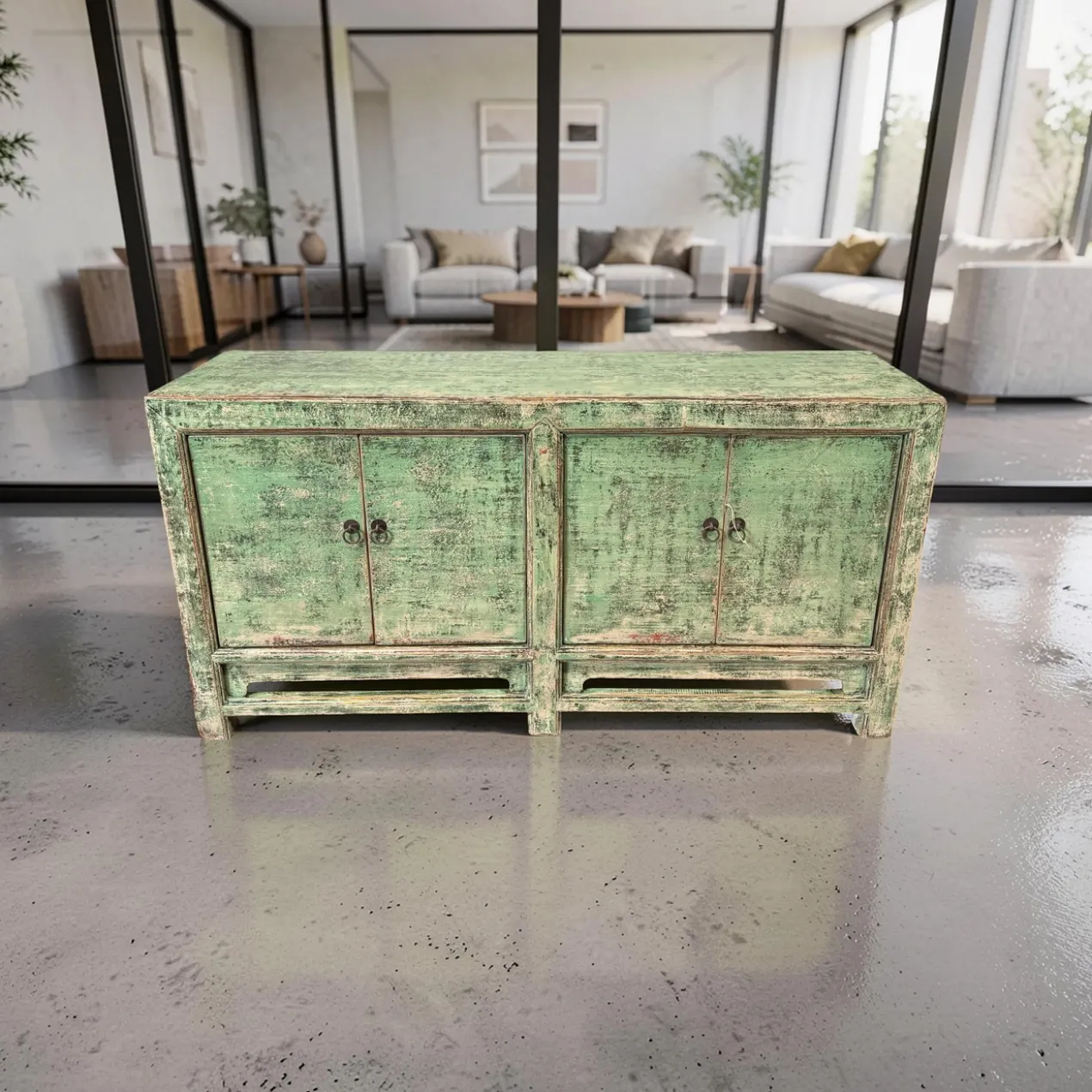 Dressoir 4 deurs groen uniek