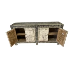 Dressoir 4 deurs Zwart wit finish uniek