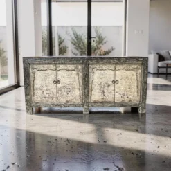 Dressoir 4 deurs Zwart wit finish uniek