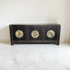 Dressoir 6dr zwart/beschilderd uniek