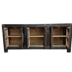 Dressoir 6dr zwart/beschilderd uniek