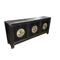 Dressoir 6dr zwart/beschilderd uniek