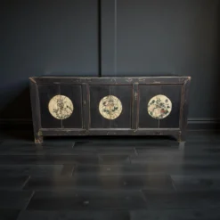 Dressoir 6dr zwart/beschilderd uniek