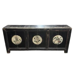 Dressoir 6dr zwart/beschilderd uniek