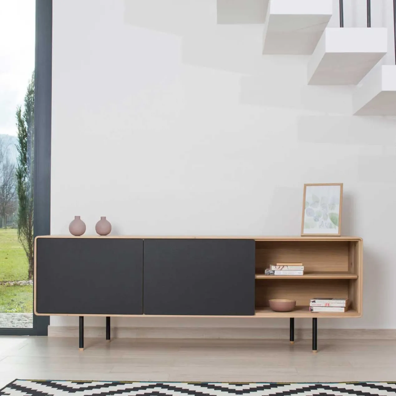 Dressoir Fina sideboard 180cm zwart