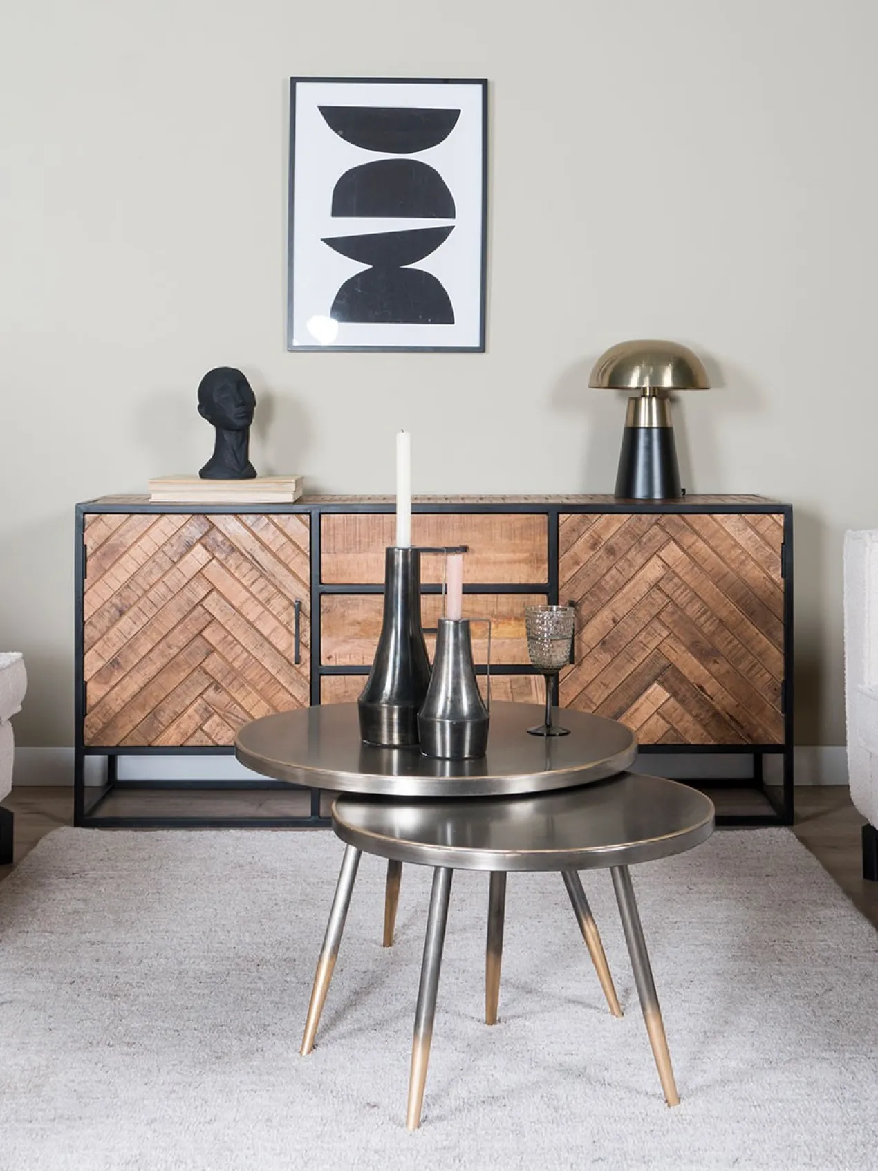 Dressoir Rune visgraat bruin