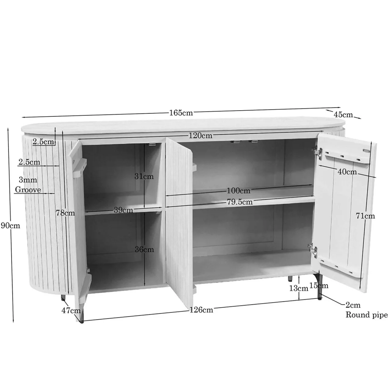 Dressoir Sol Witzand 165 cm