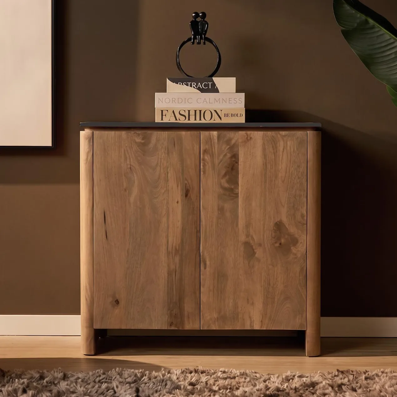 Dressoir Wallaby 100 cm naturel met bruin marmer