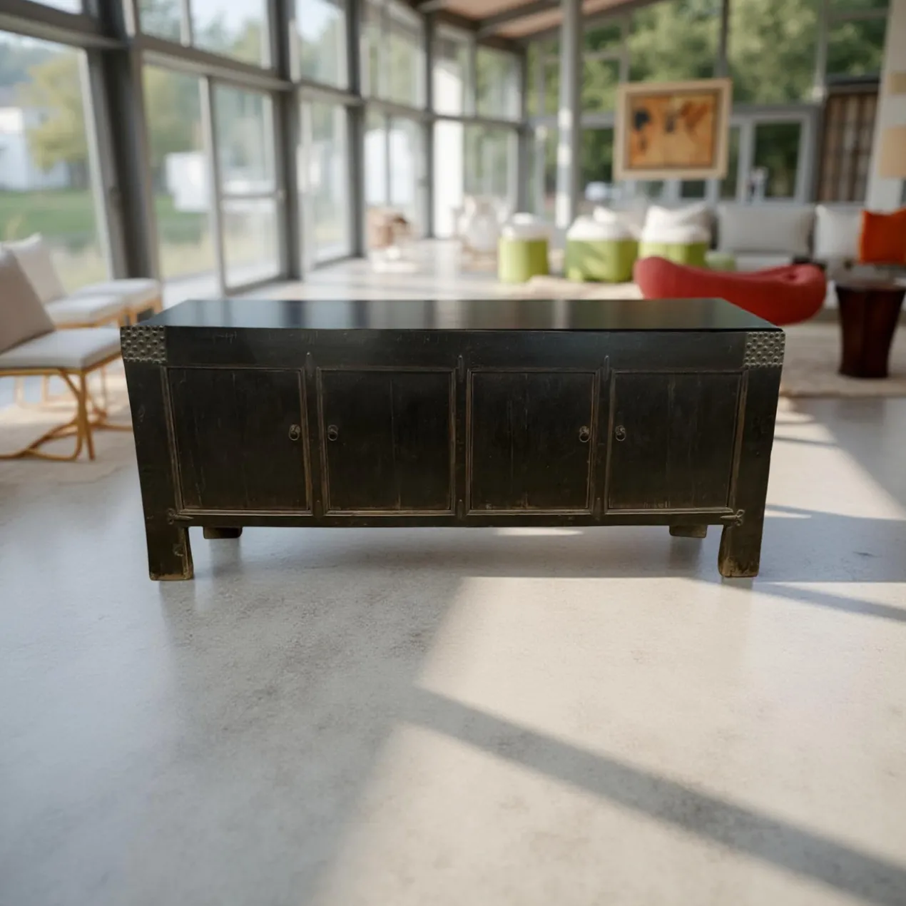 Dressoir zwart 4 deur noppen beslag
