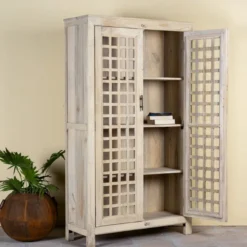 Drishti - Vitrinekast Mangohout Ibiza Stijl 180cm