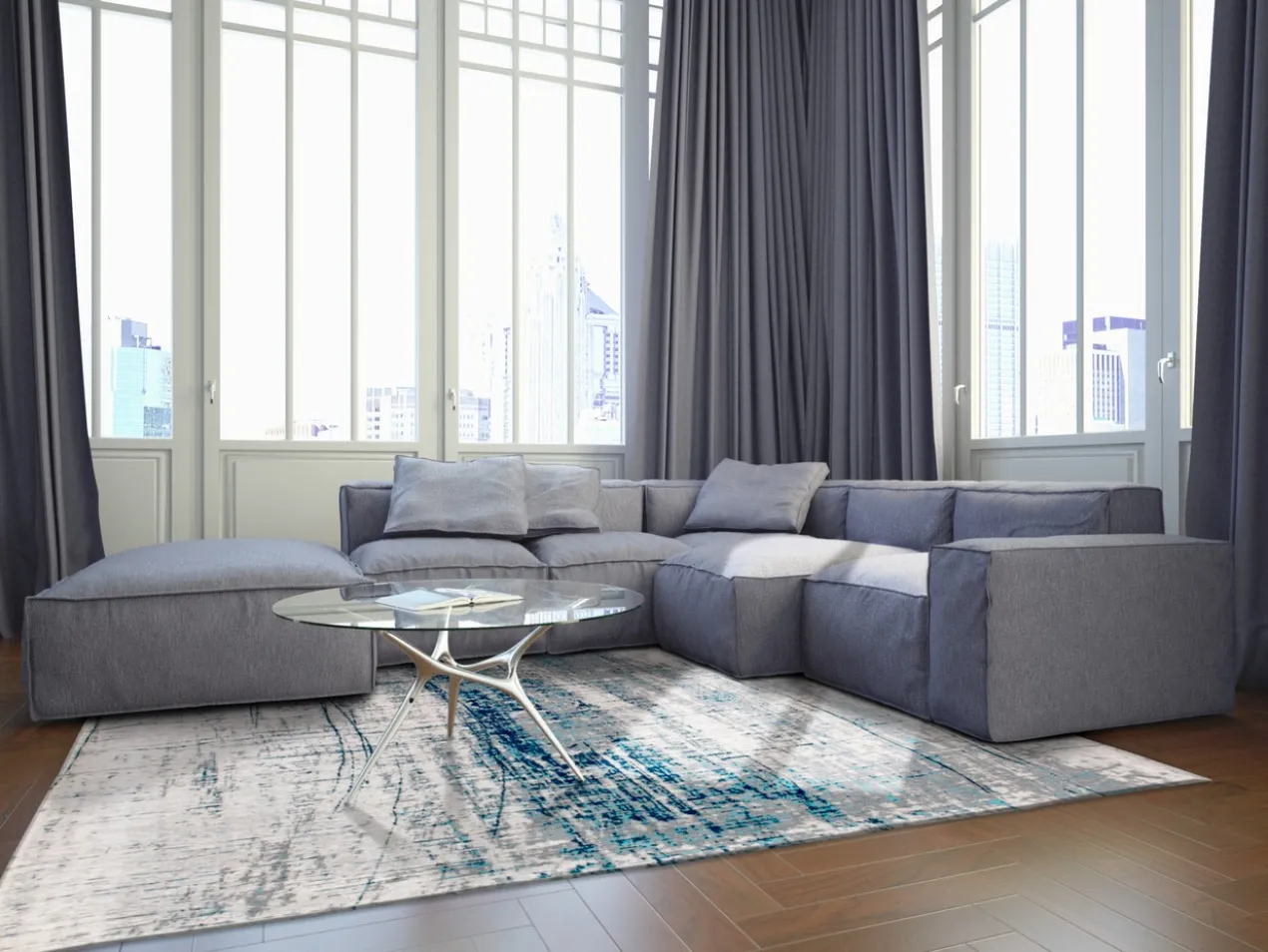 Ecorugs vloerkleed Griff turquoise 170x240 cm