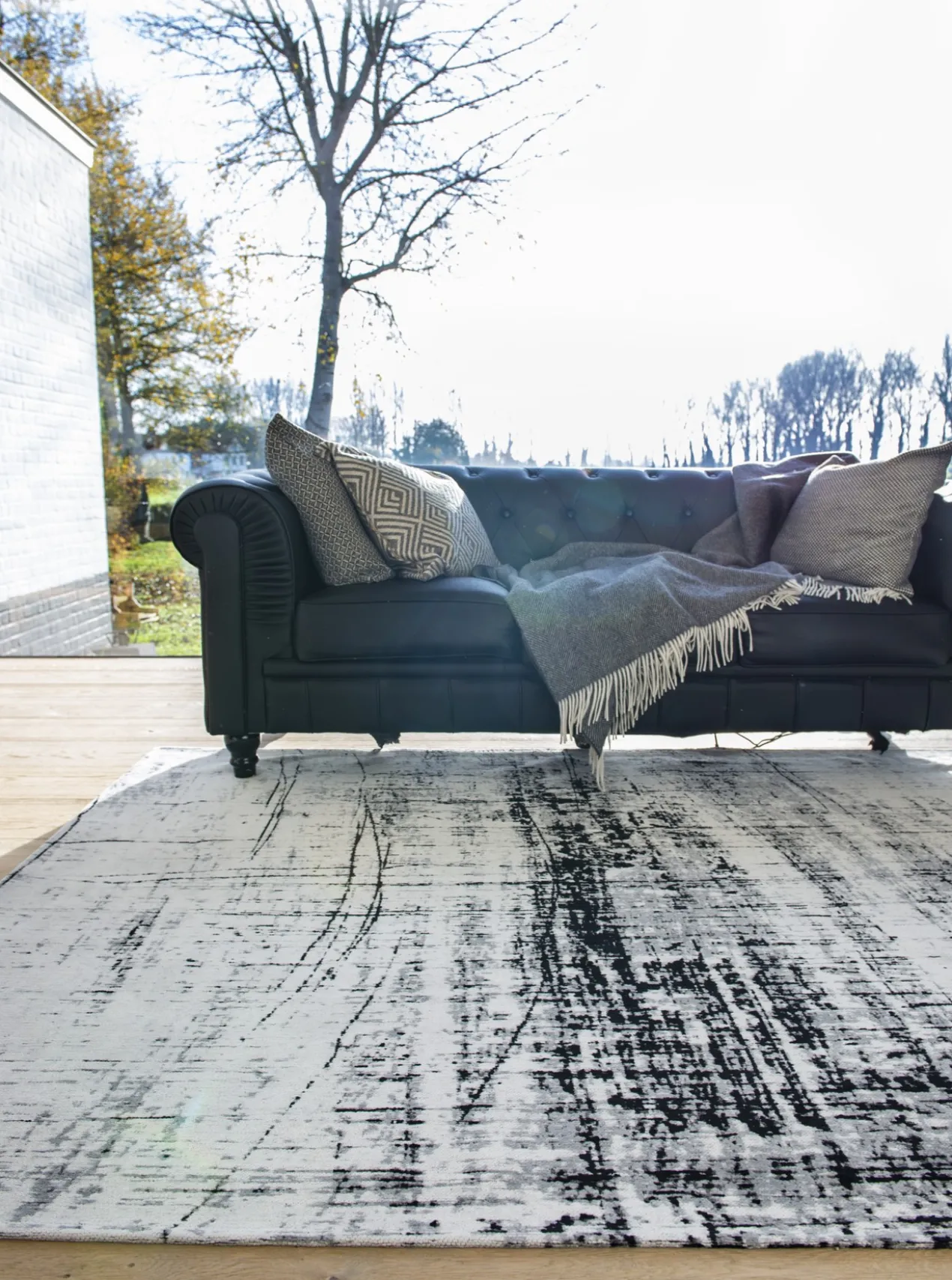 Ecorugs vloerkleed Griff zwart-wit 170x240 cm