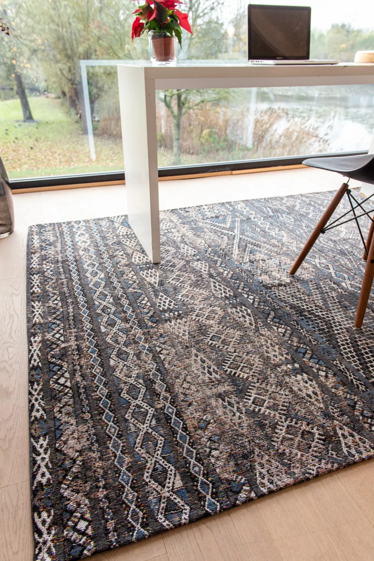 Ecorugs vloerkleed Kilim zwart 280x390 cm