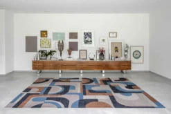 Ecorugs vloerkleed Module multicolor blauw/oranje 80x150 cm