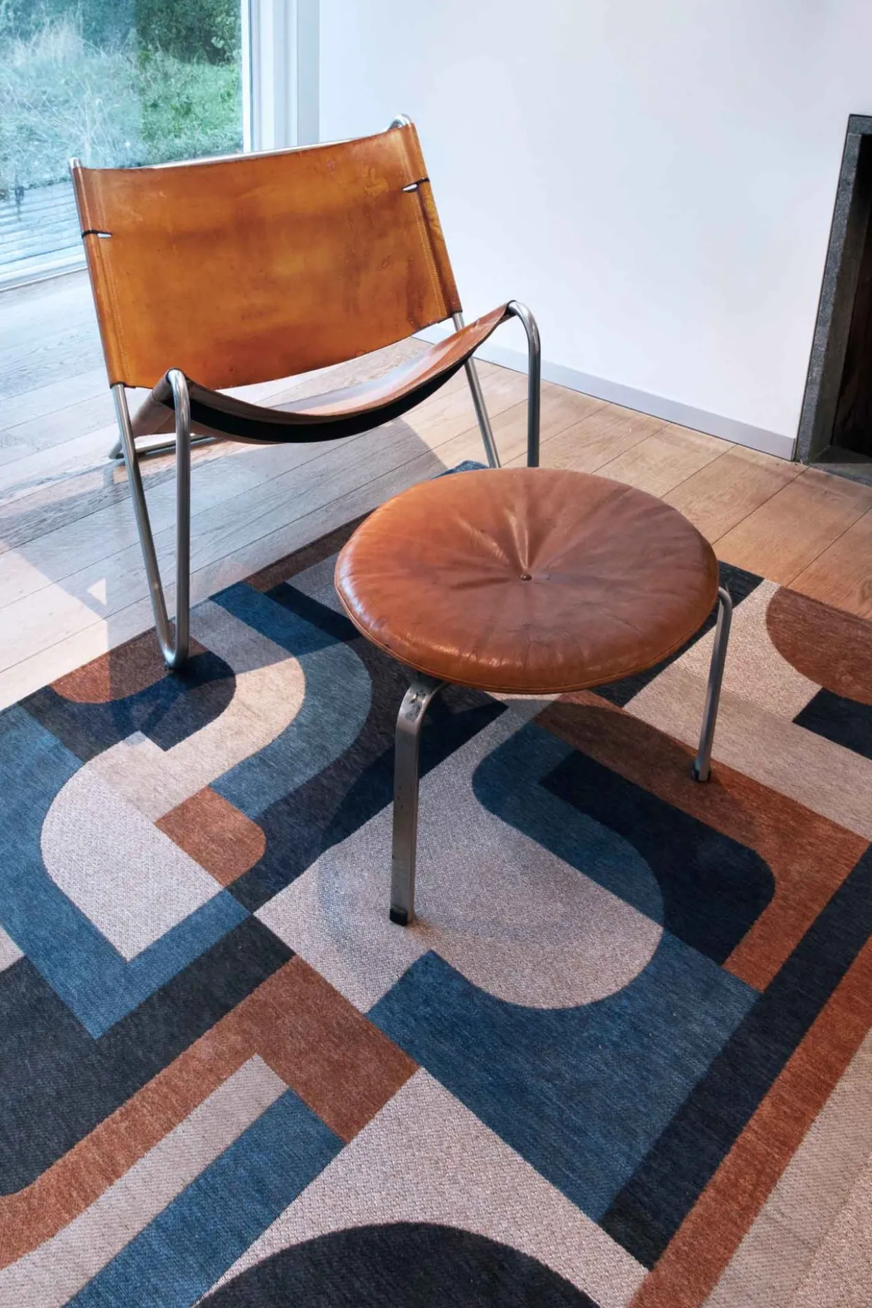 Ecorugs vloerkleed Module multicolor blauw/oranje 140x200 cm