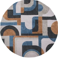Ecorugs vloerkleed Module multicolor blauw/oranje ∅ 240 cm