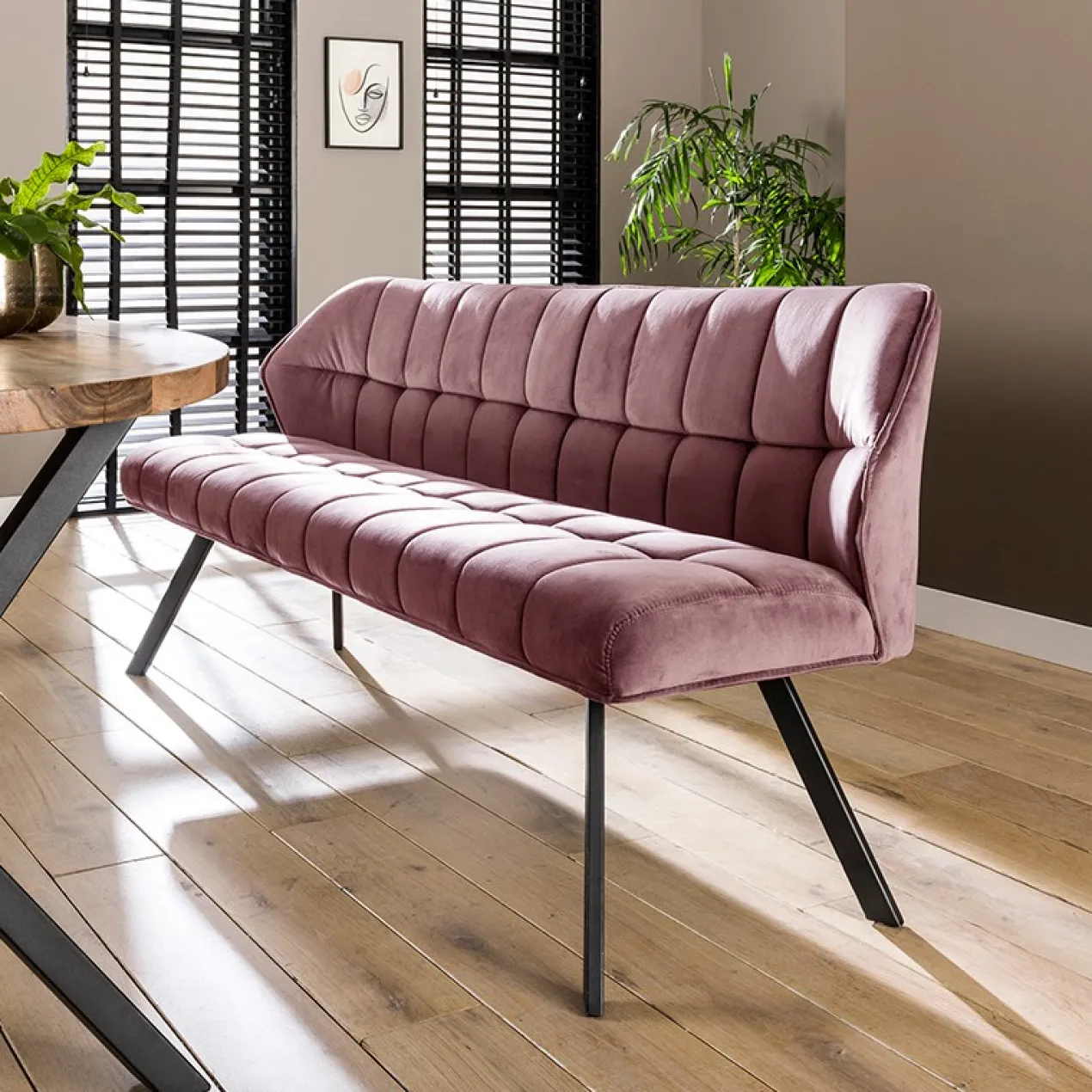 Eetkamerbank Bedford roze