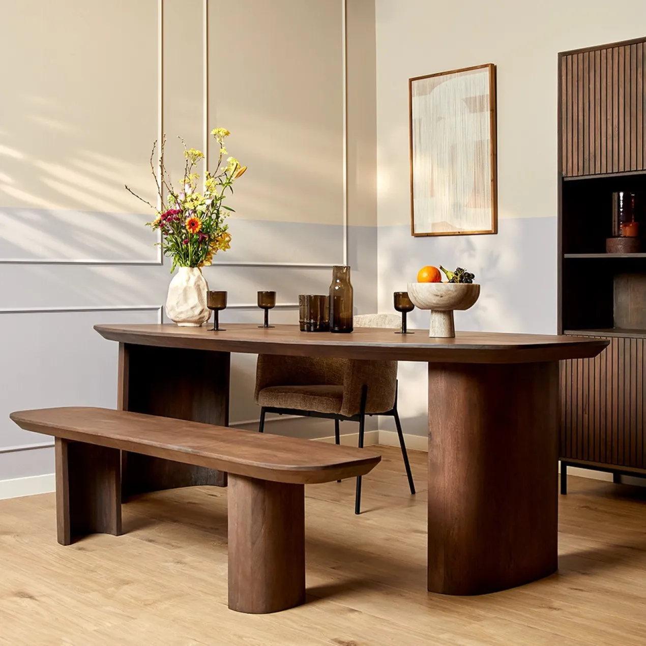 Eetkamerbank Curves 220 brown