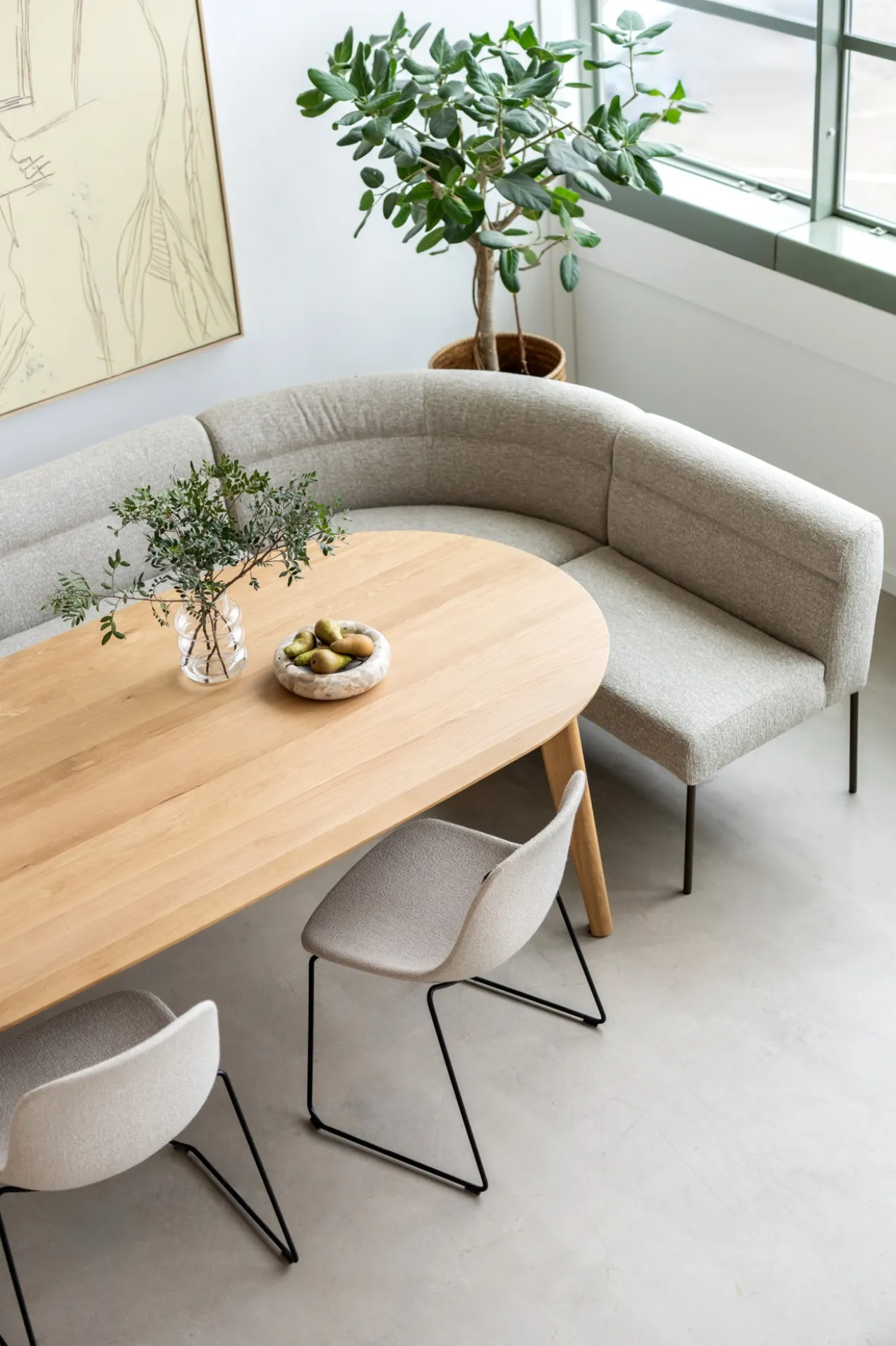 Eetkamerbank Mia lodge beige 285 cm rechts