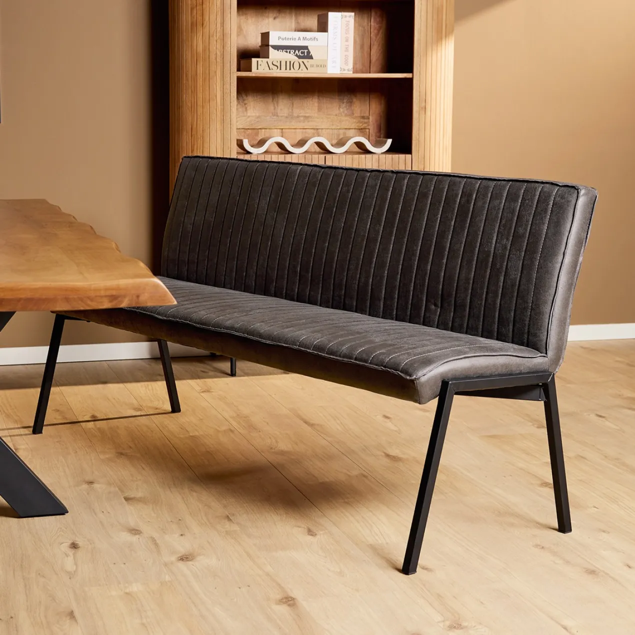 Eetkamerbank Stripes Antraciet 185 cm
