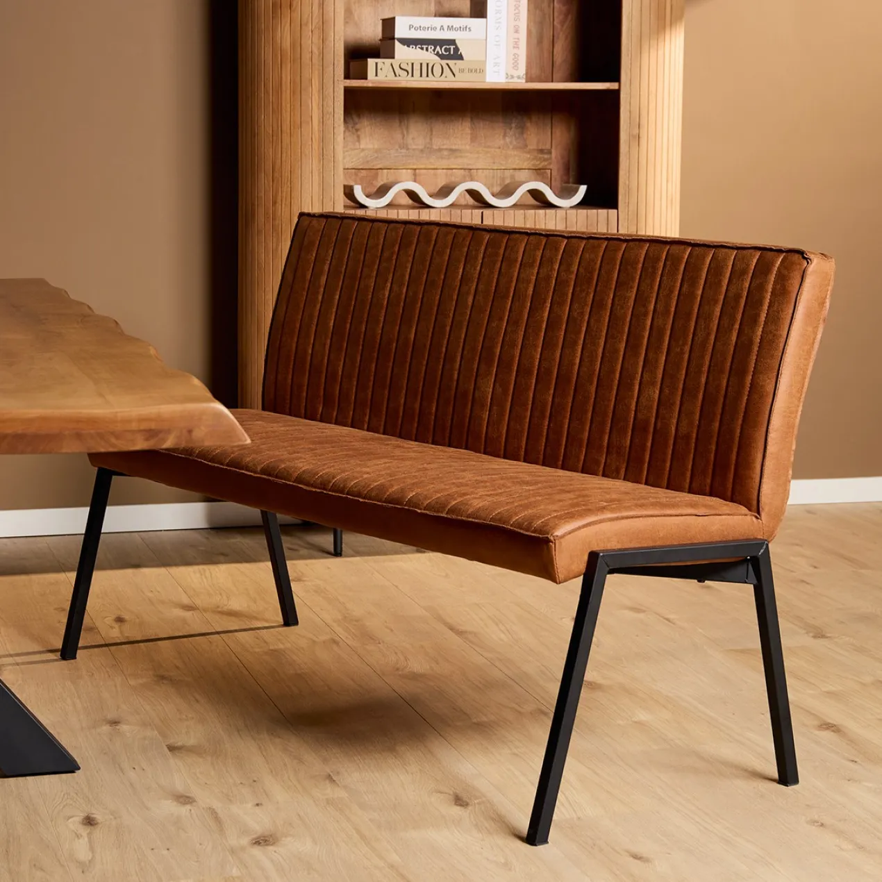 Eetkamerbank Stripes Cognac 155 cm