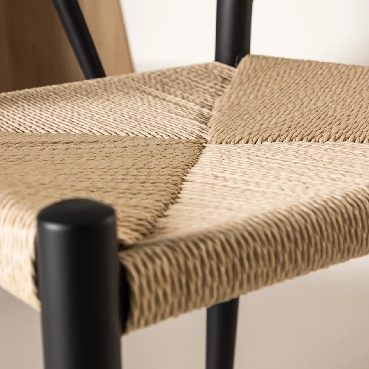 Eetkamerstoel Bengt - met rotan zitting Zwart