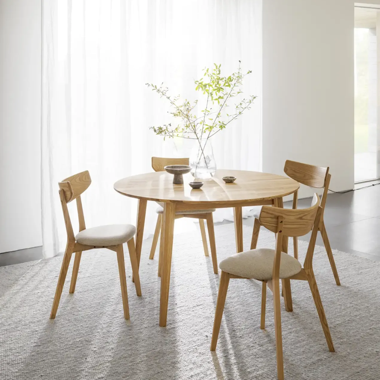 Eetkamerstoel eikenhouten Ami Donker eiken - beige