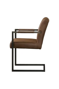 Eetkamerstoel Ferro Lichtbruin met arm (4 stoelen)