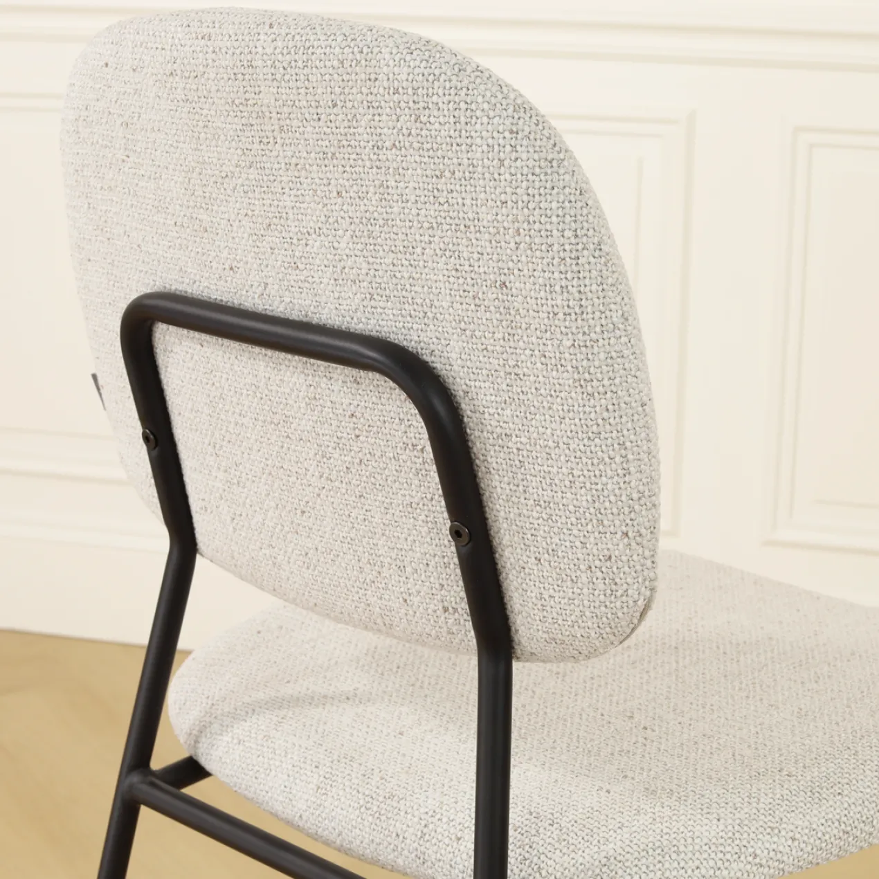 Eetkamerstoel Jasmijn beige gemêleerd - zwart onderstel
