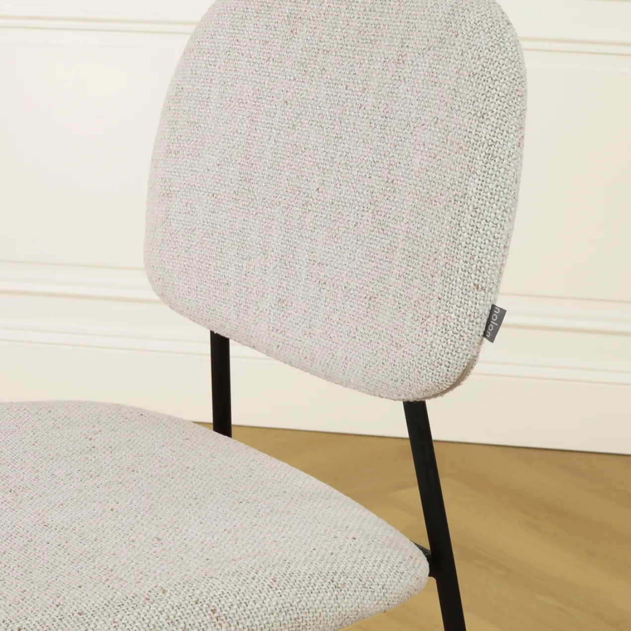 Eetkamerstoel Jasmijn beige gemêleerd - zwart onderstel