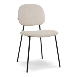 Eetkamerstoel Jasmijn bouclé beige - zwart onderstel