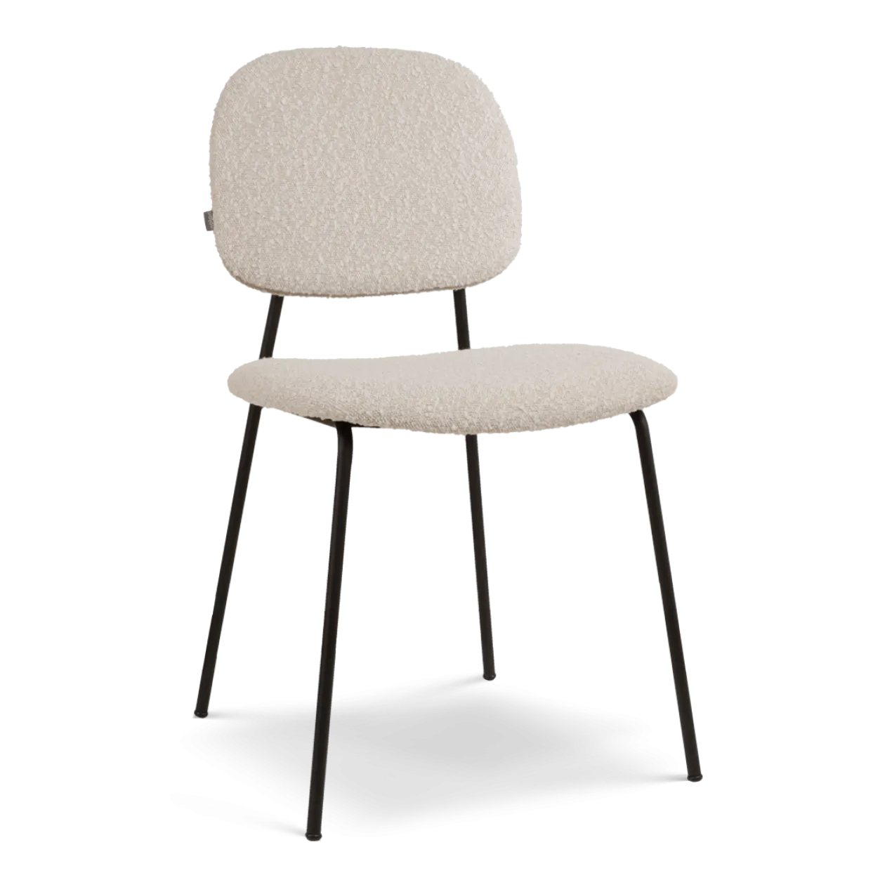Eetkamerstoel Jasmijn bouclé beige - zwart onderstel