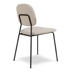 Eetkamerstoel Jasmijn bouclé beige - zwart onderstel