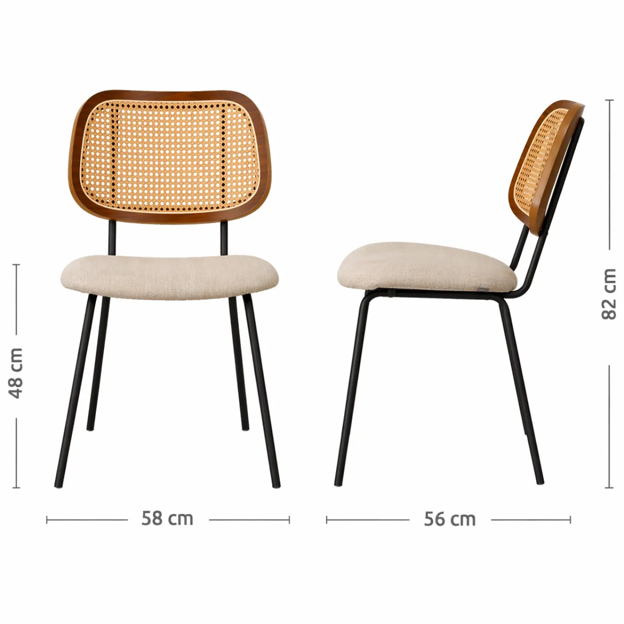 Eetkamerstoel Jolie rotan beige