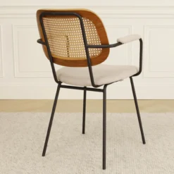 Eetkamerstoel Jolie rotan beige met armleuningen