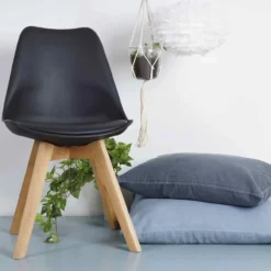 Eetkamerstoel Madera zwart - natural onderstel