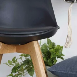 Eetkamerstoel Madera zwart - natural onderstel