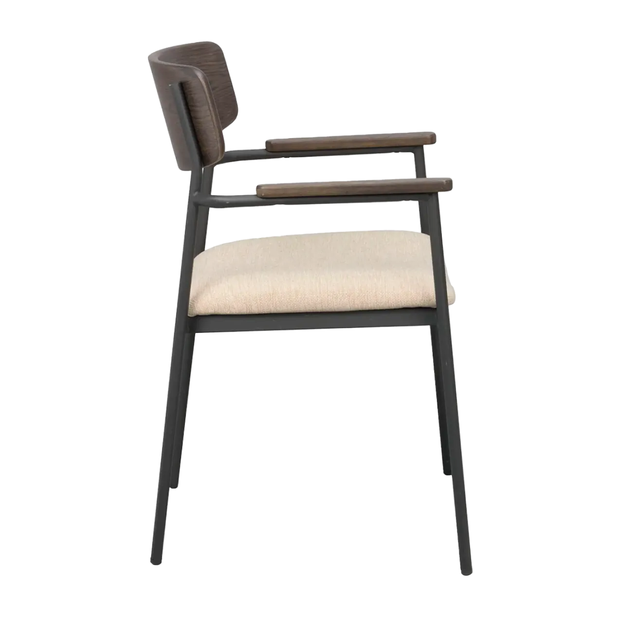 Eetkamerstoel Maymont - met armleuningen Donkerbruin met beige zitting