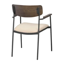 Eetkamerstoel Maymont - met armleuningen Donkerbruin met beige zitting