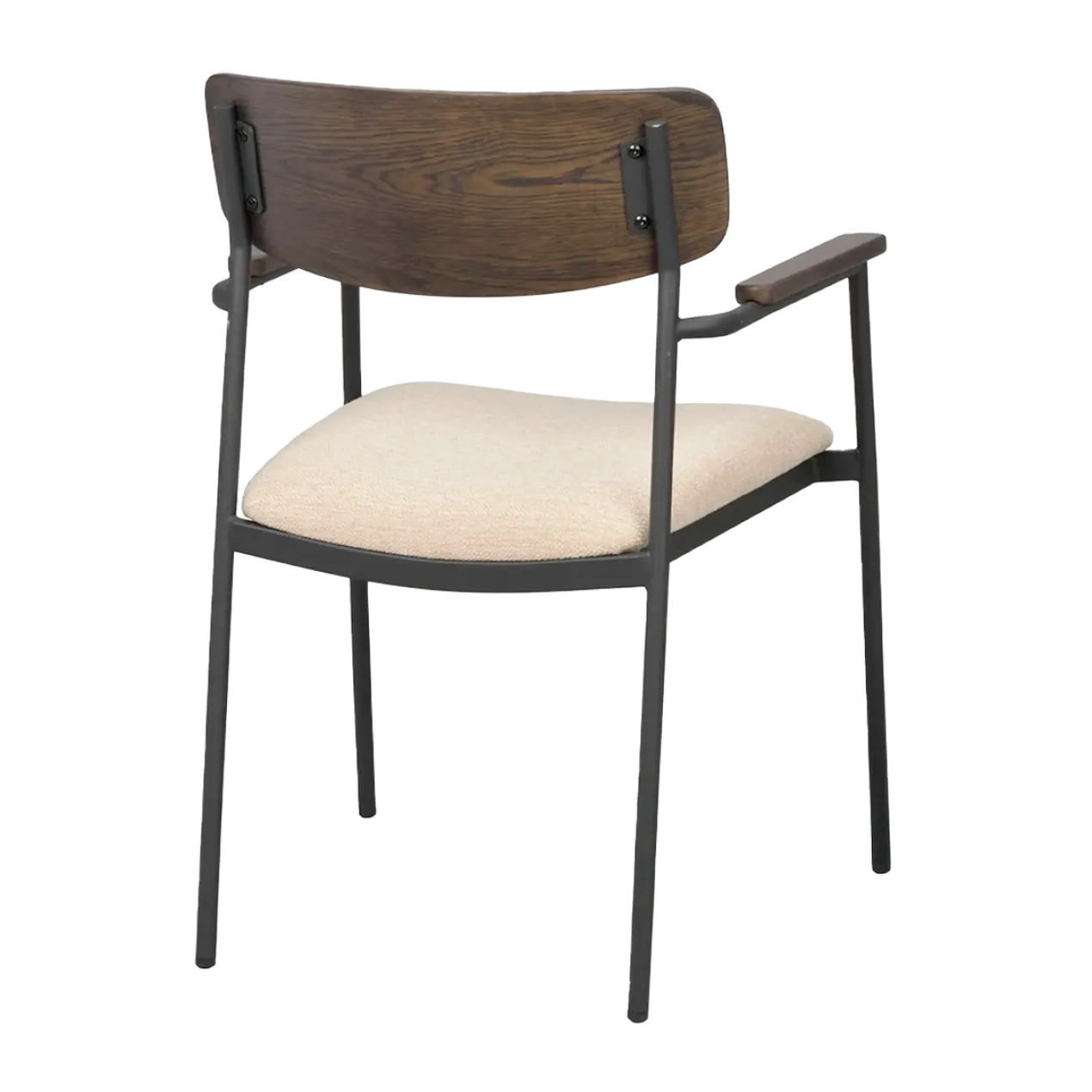 Eetkamerstoel Maymont - met armleuningen Donkerbruin met beige zitting