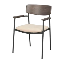Eetkamerstoel Maymont - met armleuningen Donkerbruin met beige zitting