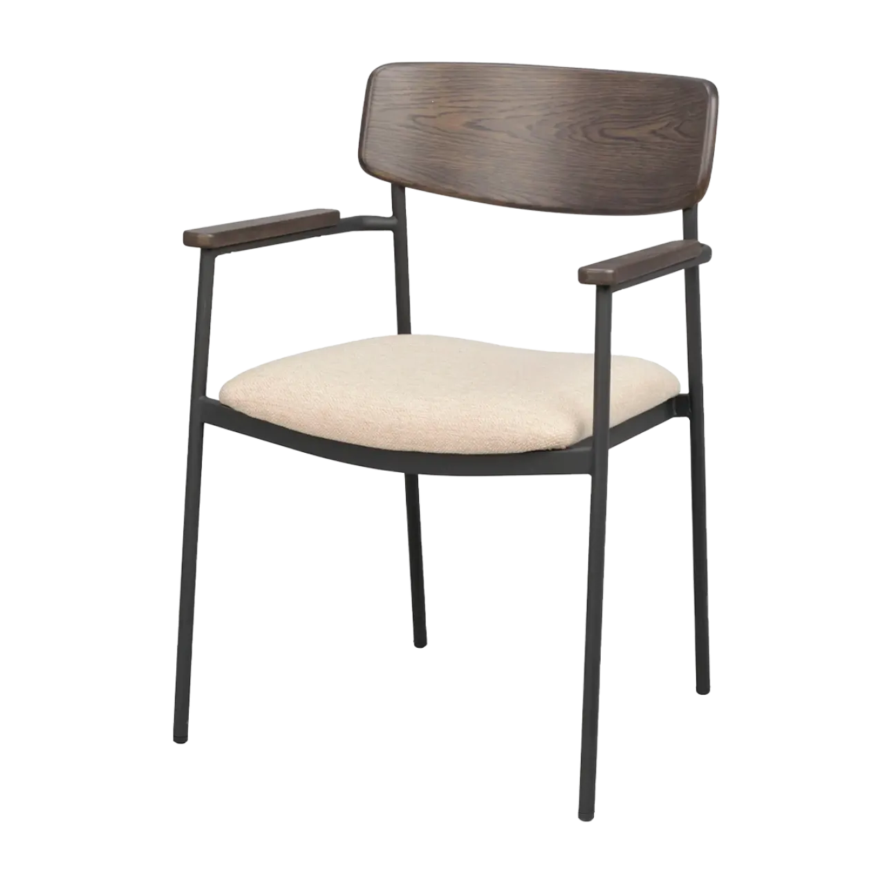 Eetkamerstoel Maymont - met armleuningen Donkerbruin met beige zitting