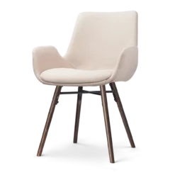 Eetkamerstoel Nena-Eef beige - walnoten onderstel