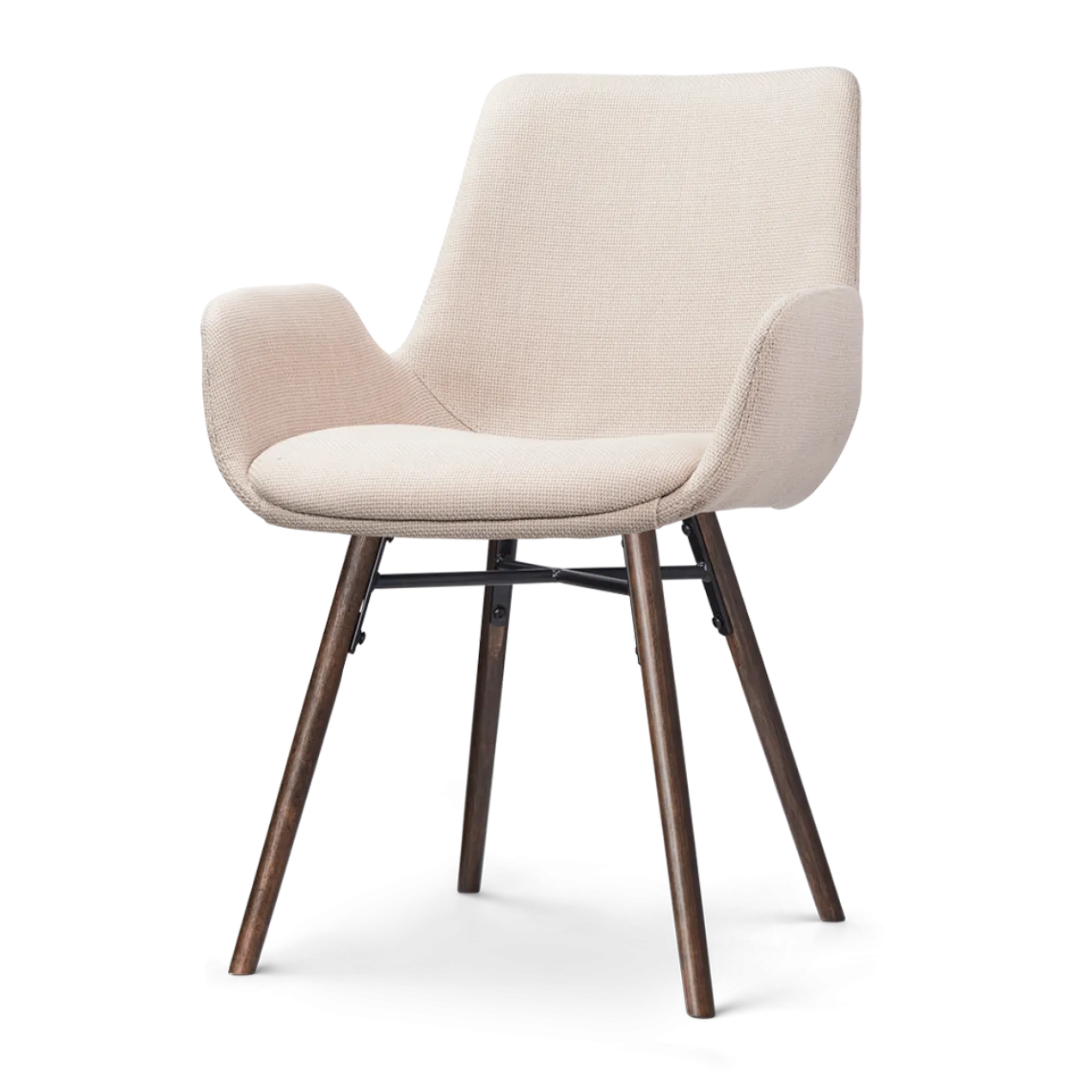 Eetkamerstoel Nena-Eef beige - walnoten onderstel