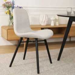 Eetkamerstoel Nena-Fé beige - zwart houten onderstel